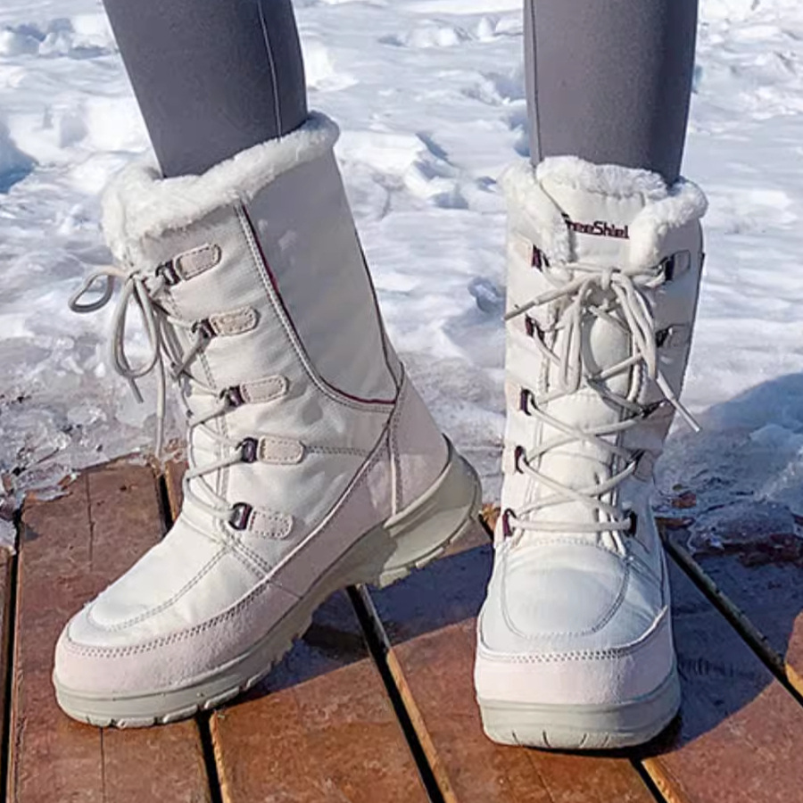 現貨 北海道滑雪鞋神器 雪靴女 冬季戶外雪地靴女中筒防滑防水極度保暖抗寒零下四十度東北大尺碼棉鞋旅遊登山滑雪鞋短靴馬丁靴