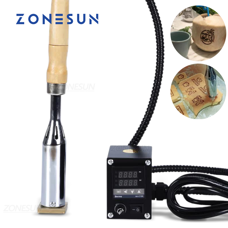 Zonesun 300W 便攜式手動皮革燙金壓花機可調節溫度烙鐵用於麵包紙卡