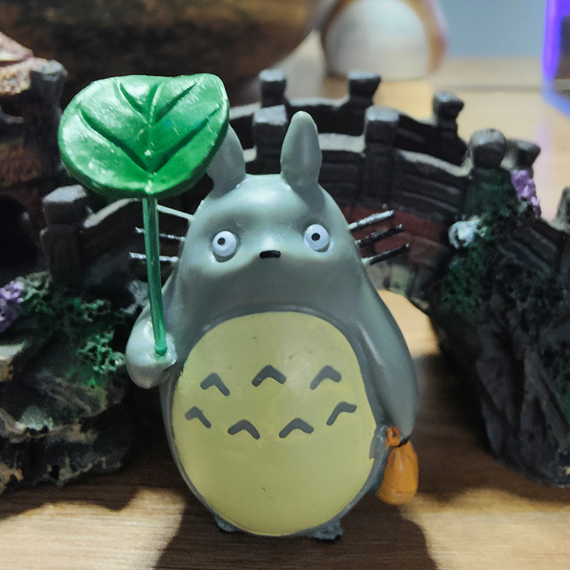 現貨 6.5cm 宮崎駿吉蔔力 日本動漫 龍貓 Totoro 荷葉Q版公仔人偶模型玩具手辦擺件玩偶花園裝飾娃娃禮物