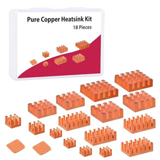 52pi 18PCS 純銅散熱器,適用於 Raspberry Pi 5/ Pi 4B,CPU 冷卻器散熱器,帶導熱膠帶,