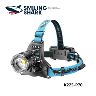 微笑鯊正品 K225 Led 頭燈 黃光 P70 5000LM 超亮強光頭燈 USB 可充電可縮放戶外防水釣魚登山露營
