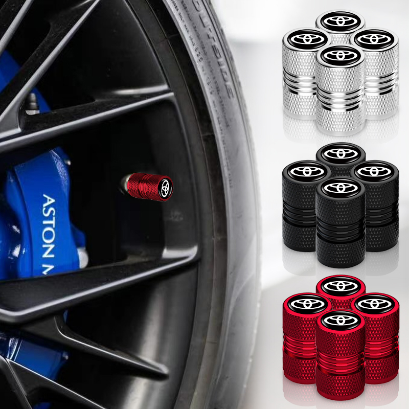 CAMRY 4 件裝時尚螺紋造型汽車輪胎防銹蓋汽車標誌車輪輪胎桿蓋適用於豐田凱美瑞卡羅拉 RAV4 漢蘭達 FJ Cru