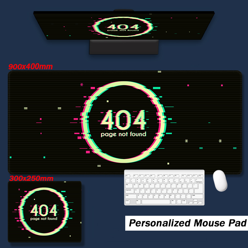 404錯誤滑鼠墊 | 加長滑鼠墊 | 900x400mm | 精密縫合邊緣 | 可愛的桌墊 | 大型遊戲滑鼠墊 | 桌墊