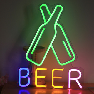 新款LED亞克力背板霓虹燈 現貨酒吧裝飾燈BEER啤酒造型燈裝飾燈