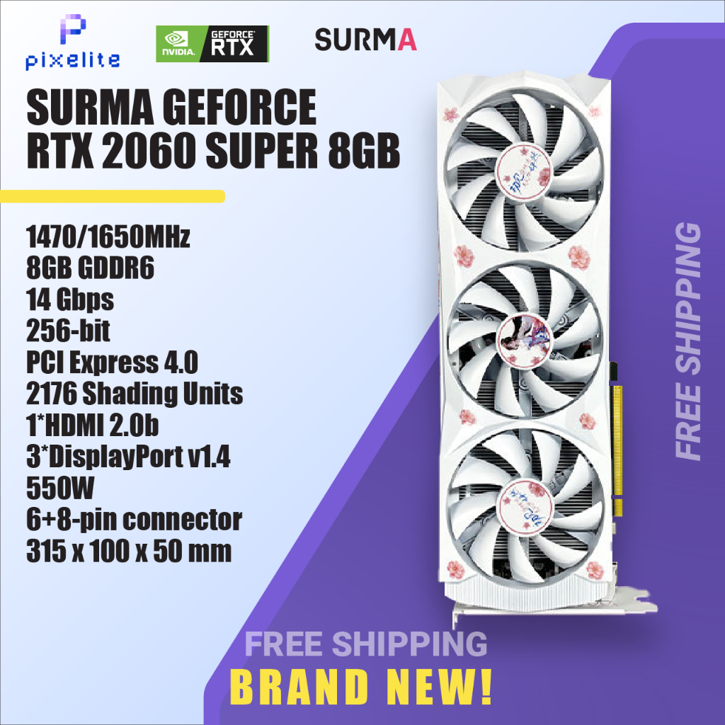 全新白色 GPU RTX 2060 SUPER Nvidia 顯卡 grafik 卡