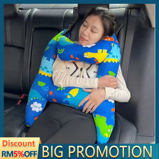 【現貨】1套可愛兒童和成人汽車頭枕枕H型汽車頸托兒童汽車安全安全帶枕兩用汽車睡枕高度可調A