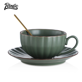 BINCOO 日式復古咖啡杯碟套裝 創意粗陶拉花杯 家用高檔精致馬克杯 200ML/250ML