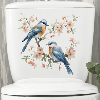 1 件套彩繪樹枝 PVC 馬桶貼紙,鳥類浴室裝飾自粘馬桶貼紙,家居裝修防水牆貼