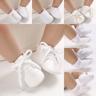 0-18個月白色嬰兒洗禮鞋襪子學步鞋嬰兒鞋前鞋