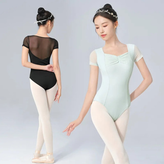 芭蕾舞蹈服成人女軟網短袖緊身衣舞蹈連體服練功服