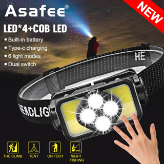 Asafee K363 戶外超亮野營頭燈 XPE+COB LED 400LM 內置電池多檔開關 Type-C USB 充