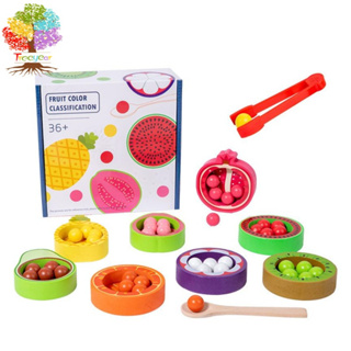 【樹年】兒童木質水果顏色分類配對夾珠早教益智鍛鍊精細動作顏色認識玩具
