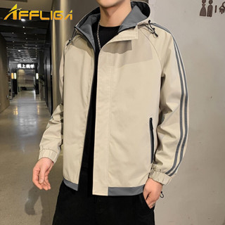 ✦AFFLIGA✦港風夾克男春秋季韓版緊身休閒工裝外套男運動連帽大尺碼外套