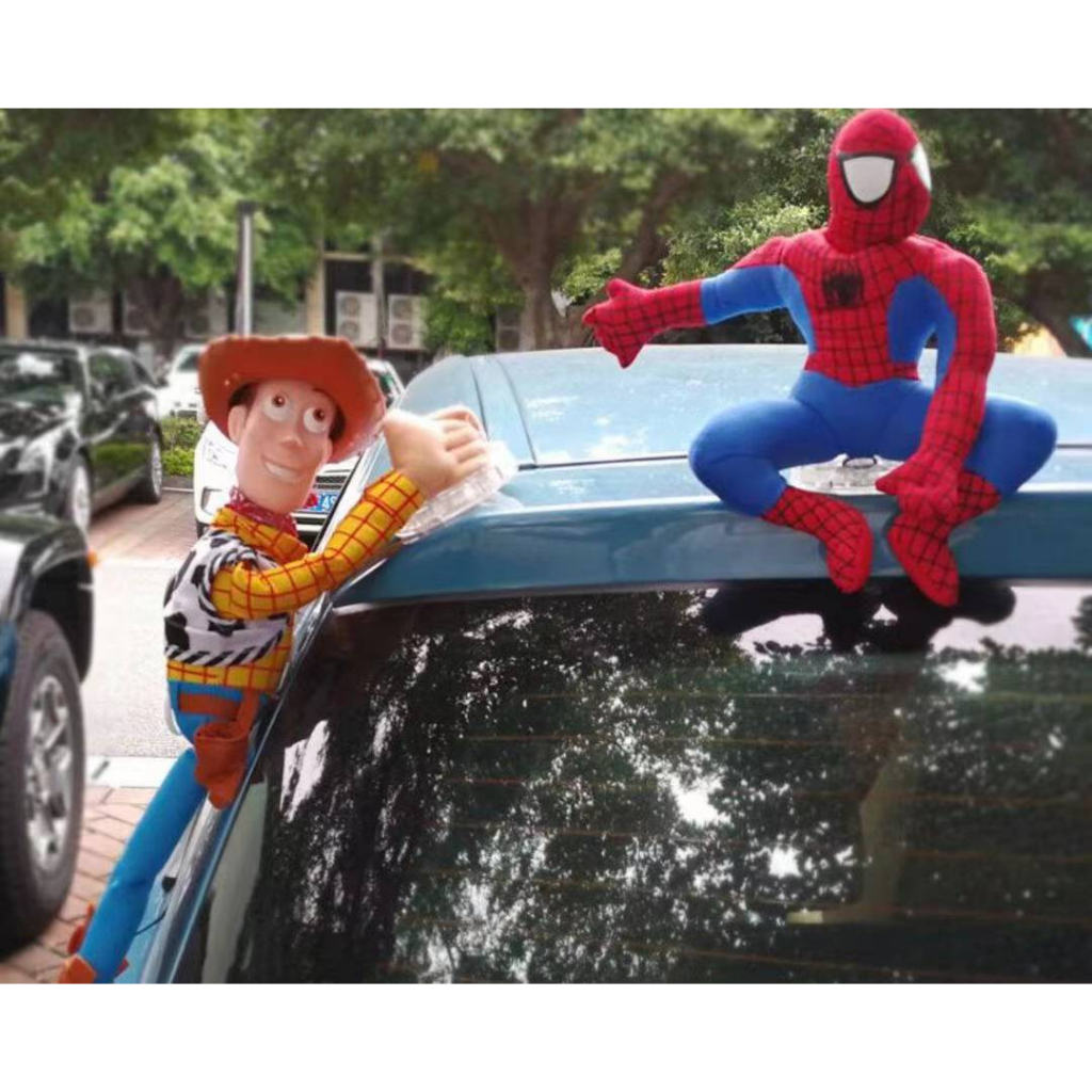 現貨 免運  汽車頂裝飾玩偶 玩具總動員 蜘蛛俠 蝙蝠俠 超人 巴斯光年 胡迪 車尾搞笑公仔 汽車外裝潢玩具 車用吊飾