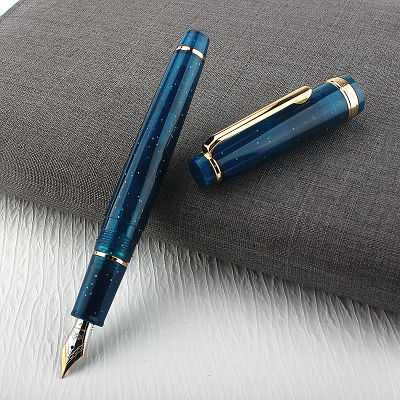 金豪 82鋼筆透明筆熒光深海蘭 EF F M 筆尖商務辦公學校用品墨水筆