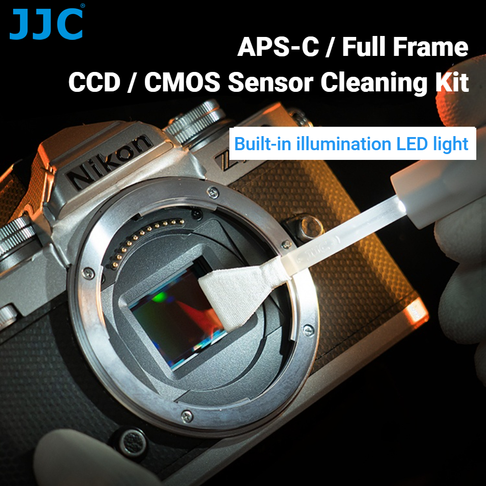 JJC CCD CMOS 傳感器清潔套組 帶LED照明手柄 超纖佈棉籤 清潔劑 APS-C 截幅 全畫幅單眼微單相機適用