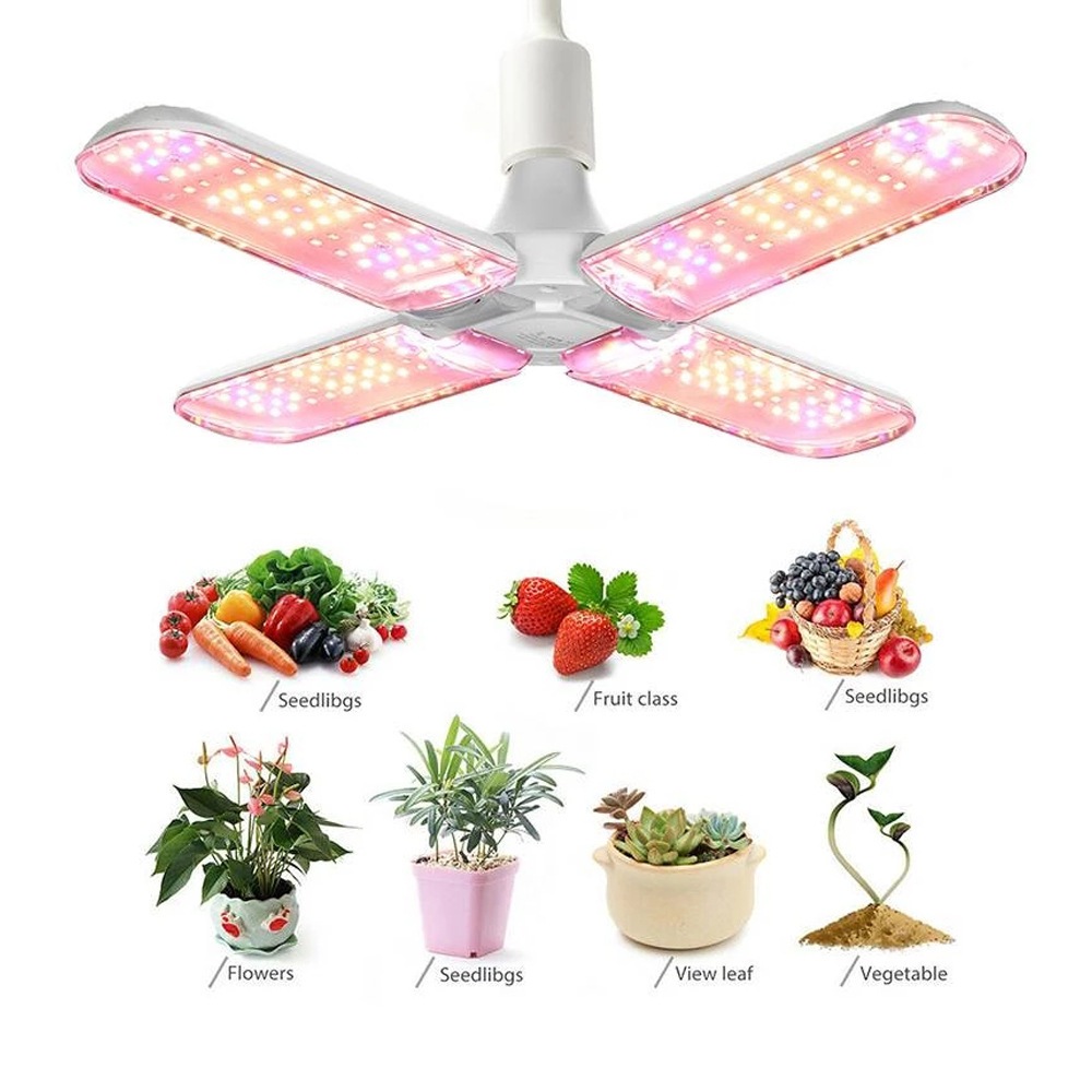 全光譜植物生長燈四葉LED摺疊48W多肉上色花卉蔬菜大棚育苗補光燈