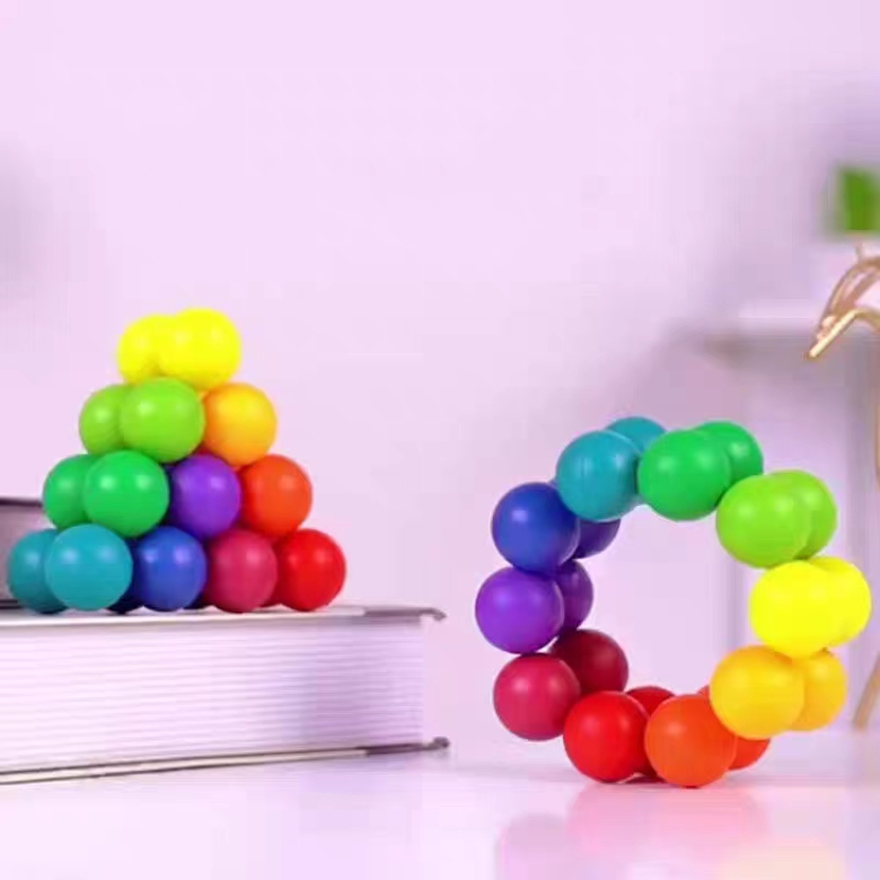 百變彩虹解壓球 七彩益智3D百變串珠 扭扭減壓魔珠 魔力球 兒童轉珠玩具