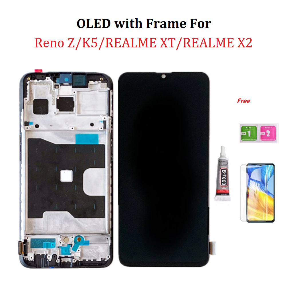 OLED帶邊框總成兼容OPPO K5 Reno Z Realme XT X2 LCD 顯示屏螢幕總成 液晶屏幕