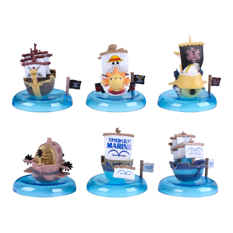 現貨 6款/套 6-8cm 海賊王 One Piece 萬里陽光號 黃金梅利號 海盜船 Q版公仔人偶模型玩具手辦擺件娃娃