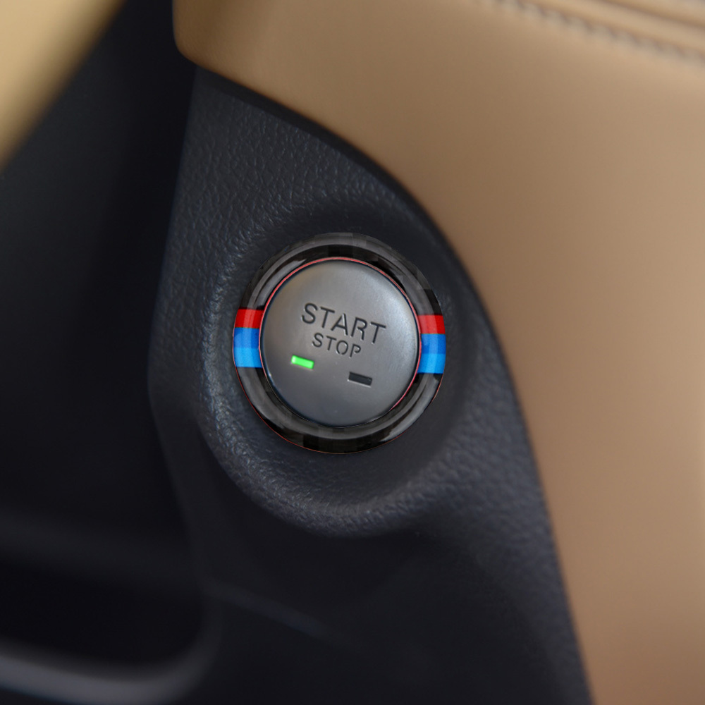 BMW 1 件裝碳纖維汽車發動機啟動停止按鈕蓋標誌鑰匙點火貼紙適用於寶馬 E90 E92 E93 320i