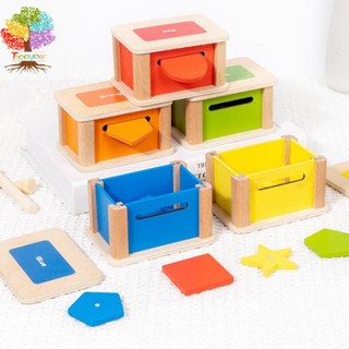 【樹年】木質蒙氏益智早教嬰幼兒精細動作訓練形狀顏色認知配對分類投幣盒