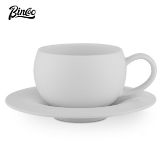 BINCOO 咖啡杯碟套裝 陶瓷馬克杯 專業拉花杯 拿鐵杯 高端精緻大容量 300ML
