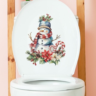 1 件聖誕雪人貼紙,浴室裝飾馬桶貼紙,家居裝飾自粘防水透明牆貼,9 英寸 * 11.4 英寸