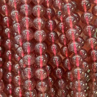 天然草莓水晶圓珠散珠diy飾品配件手串半成品珠