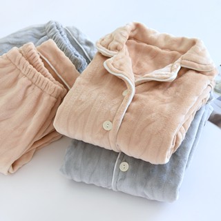 冬季法蘭絨睡衣女情侶居家服 珊瑚絨可外穿厚男家居服套裝秋冬加大尺碼保暖睡衣