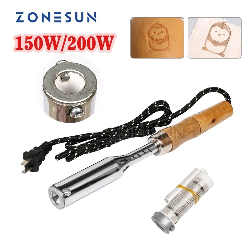 Zonesun 150W 200W 手持式便攜式烙鐵壓花機,用於木蛋糕皮革