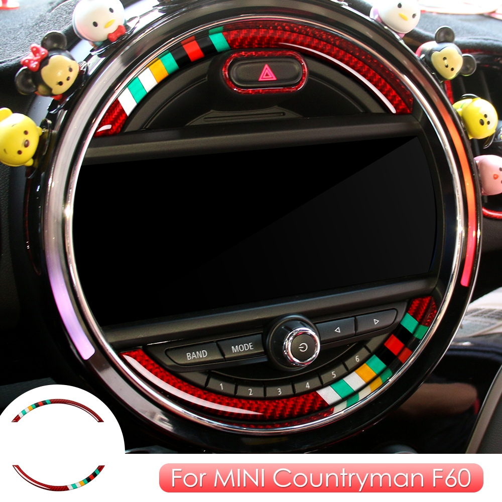 Mini Cooper F55 F56 Countryman F60 JCW 配件碳纖維內飾汽車控制台導航屏幕蓋貼紙
