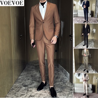 【總裁系列】VOEVOE西服套裝男 西裝外套西裝褲二件套 修身韓版西裝 商務休閒西裝 成套西裝 男生西裝套裝 素色西裝