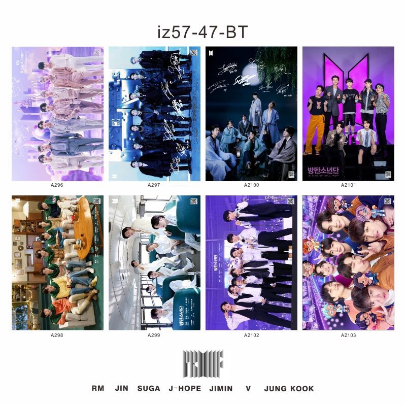 一套/8 張 Kpop BTS 海報 BE 個人簽名最新專輯海報 42*28.5cm