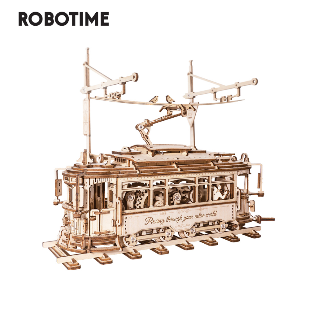 Robotime 經典城市電車 3D 木製拼圖模型套件火車站 Homer 裝飾建築套件玩具兒童聖誕節生日禮物兒童新產品