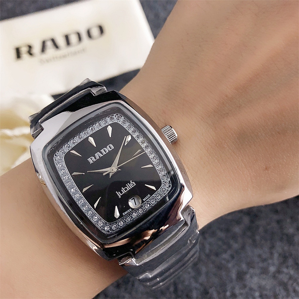 Rado 男女時尚商務合金錶殼鋼錶帶手錶石英禮物