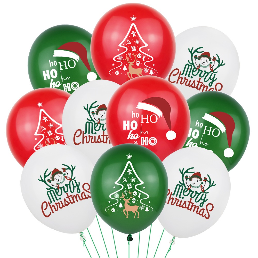 10個入  12吋 聖誕乳膠 鋁膜氣球 派對用品 節日 生日派對 生日佈置 派對小物 派對佈置 DIY 現貨