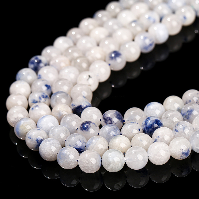 藍髮晶散珠 天然藍線石圓珠子串珠材料 條珠 手鍊項鍊diy飾品配件手作材料 批發