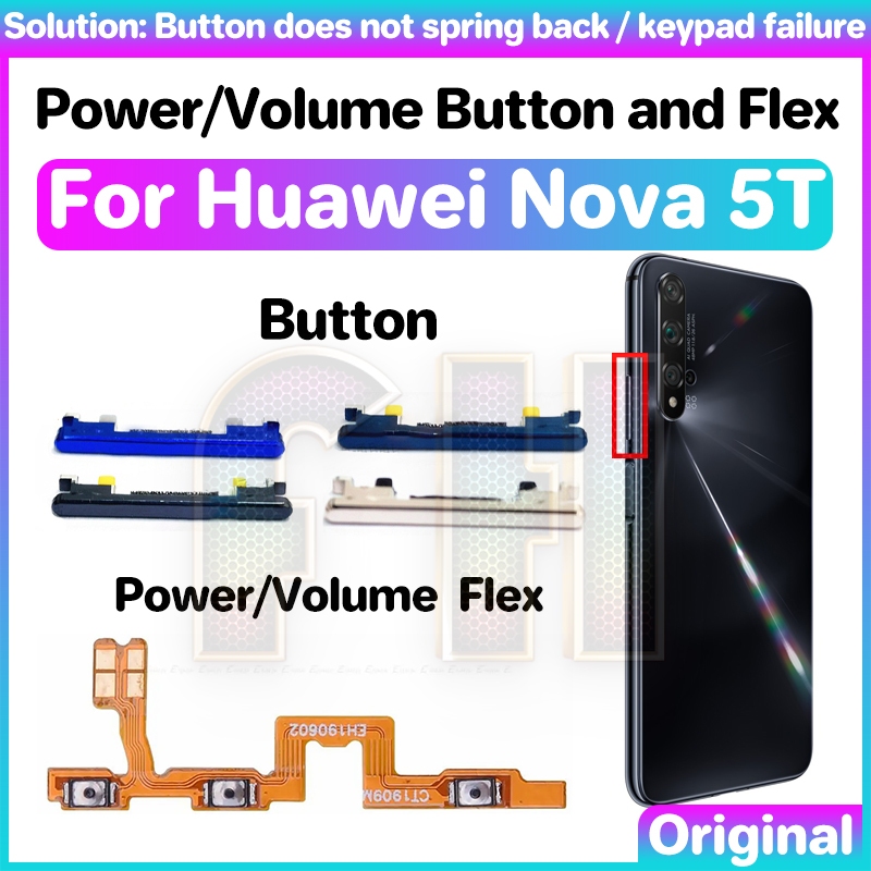 適用於華為 Nova 5T 5 T 側鍵開關 ON OFF 鍵靜音控制按鈕排線的電源音量按鈕