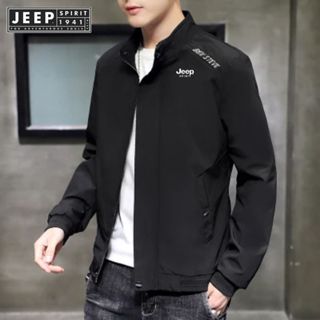 Jeep SPIRIT 1941 ESTD春秋新款連帽衛衣男韓版潮牌時尚簡約純色休閒外套