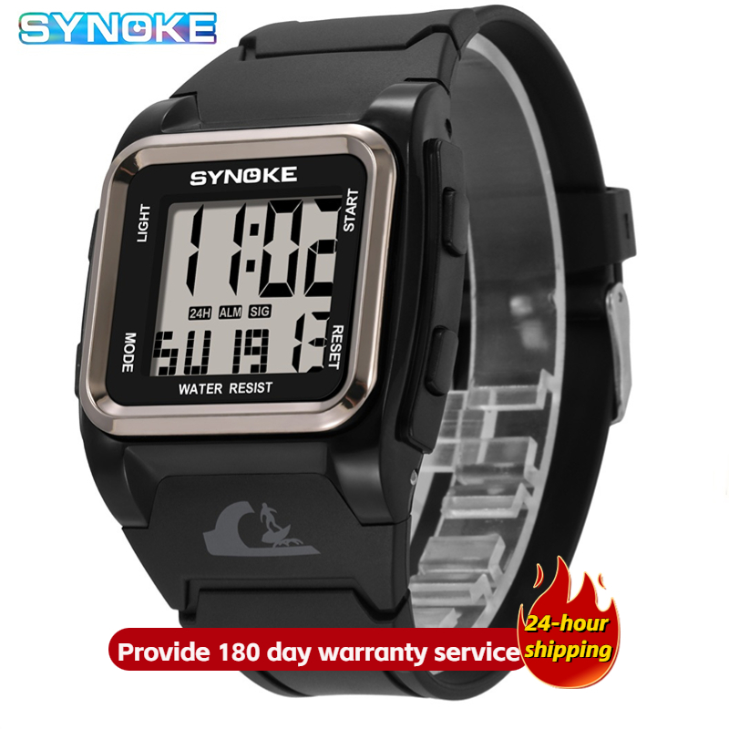 【SYNOKE 手錶店】男士數字手錶品牌防水 50M 運動手錶數字時鐘戶外小時軍事男士手錶