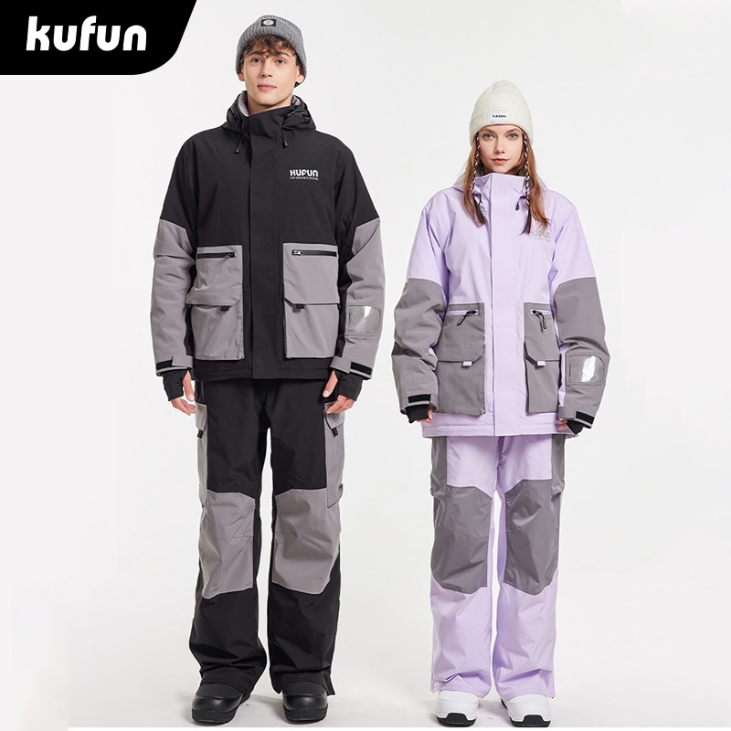 酷峰KUFUN滑雪服套裝女男新款專業小眾拼色雪衣上衣單板雙板裝備外套防水款