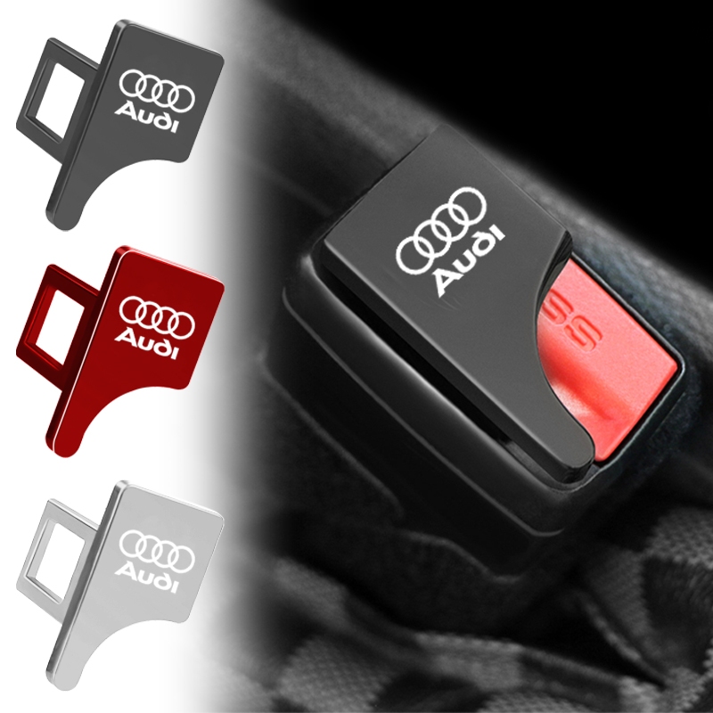 1 件紅色/銀色/深灰色金屬汽車安全帶扣夾汽車標誌安全帶鎖塞適用於奧迪 A3 8P A6 C5 A4 B6 B8 S4