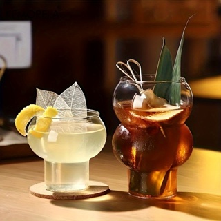 KEMORELA 創意葫蘆形雞尾酒玻璃杯威士忌酒甜點玻璃杯酒吧酒具禮品透明玻璃杯啤酒雞尾酒冰咖啡冰茶蘇打水杯1pcs