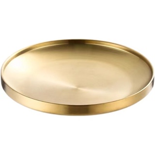 304不鏽鋼韓系圓盤 雙層加厚 烤肉盤 酒店西餐具 隔熱餐盤