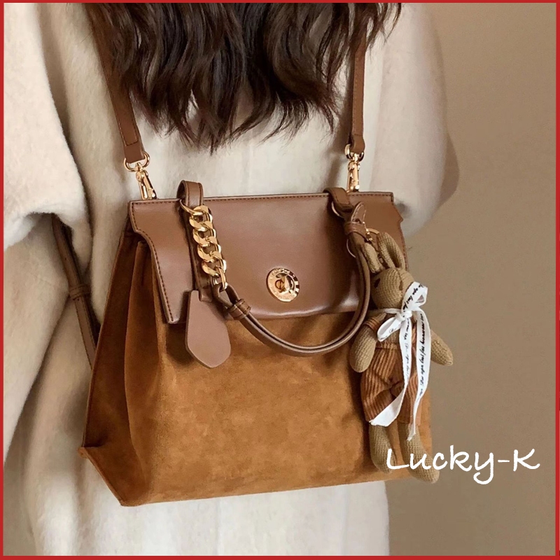 K-Bag✨麂皮絨復古棕色大容量後背包✨耐磨上課包包 ins風時尚韓版手提包 後背包
