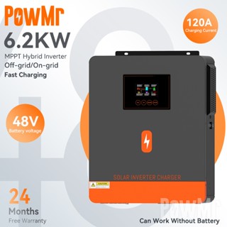 【低啟動電壓】PowMr Mppt 6.2KW純正弦波太陽能混合逆變器內建120A太陽能控制器230VAC支援48V系統