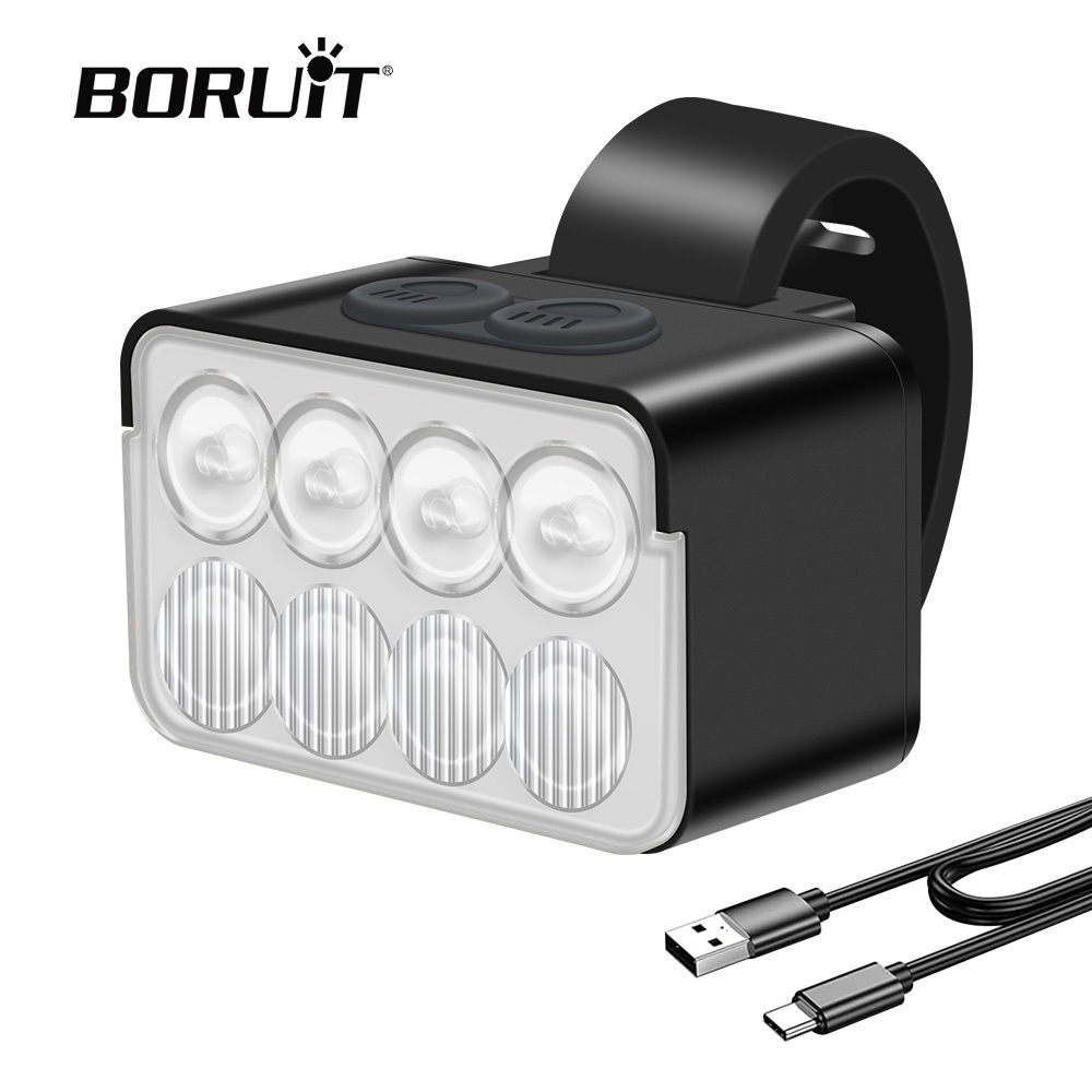 Boruit 超亮 LED 自行車頭燈 TYPE-C 可充電自行車前手電筒防水自行車燈自行車配件