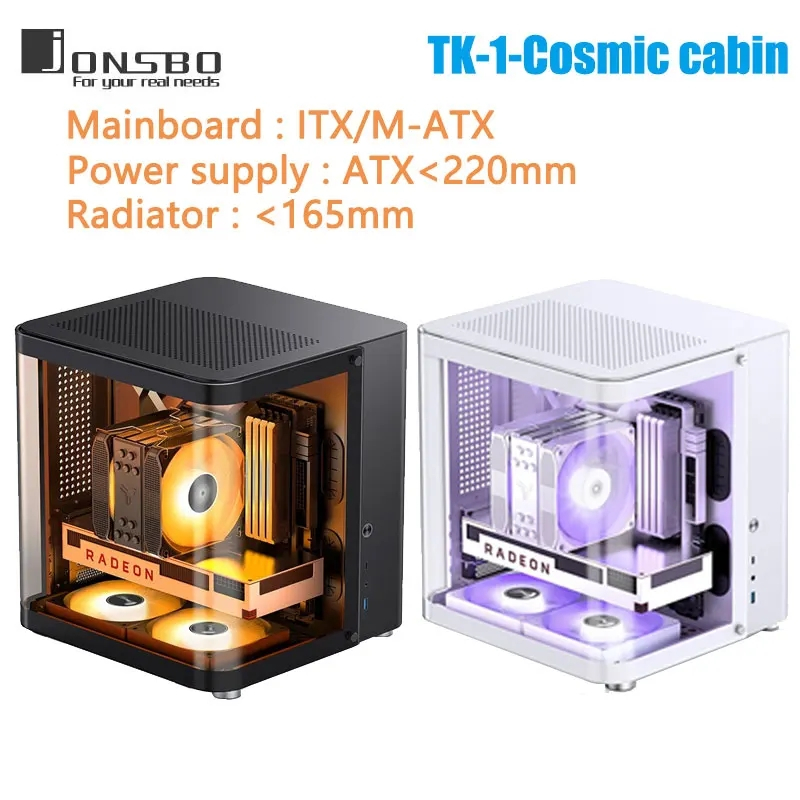 Jonsbo TK-1 M-ATX/ITX Mini PC Case Ring 鋼化玻璃側面透明最大支持 160mm 冷