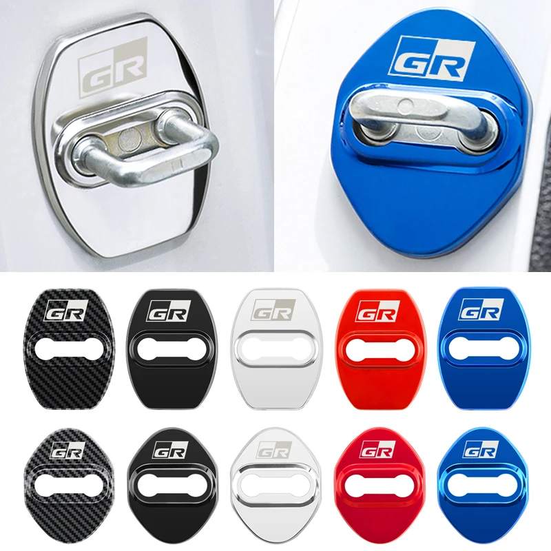 4 件適用於豐田 Gr 車門鎖蓋保護扣蓋貼紙適用於豐田 Gr RAV4 Yaris Hilux Prius Auris